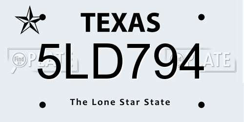 5LD794 Texas License Plate