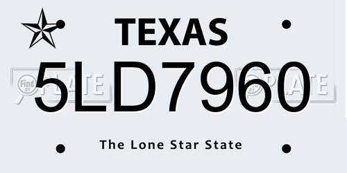 5LD7960 Texas License Plate