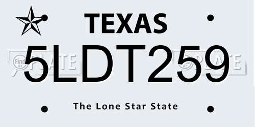 5LDT259 Texas License Plate