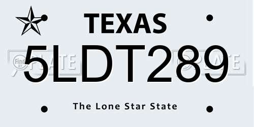 5LDT289 Texas License Plate