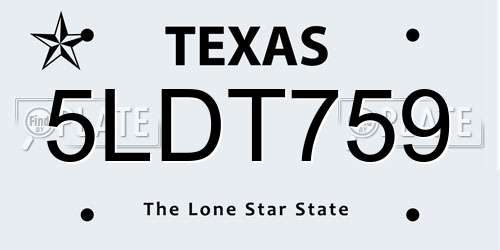 5LDT759 Texas License Plate