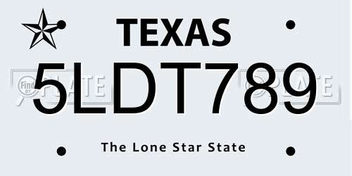 5LDT789 Texas License Plate