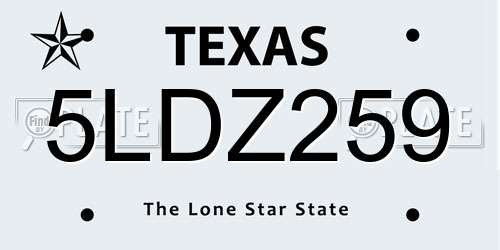 5LDZ259 Texas License Plate