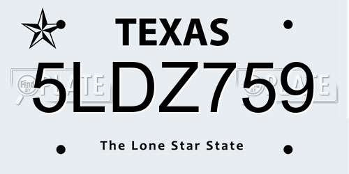 5LDZ759 Texas License Plate