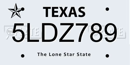 5LDZ789 Texas License Plate