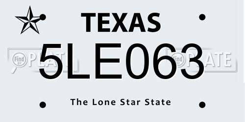 5LE063 Texas License Plate