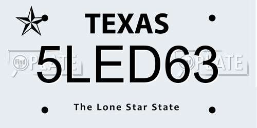 5LED63 Texas License Plate