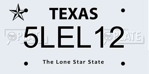 5LEL12 Texas License Plate