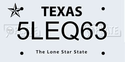 5LEQ63 Texas License Plate