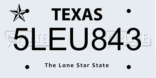 5LEU843 Texas License Plate