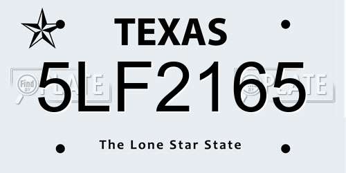5LF2165 Texas License Plate