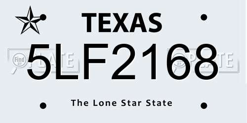5LF2168 Texas License Plate