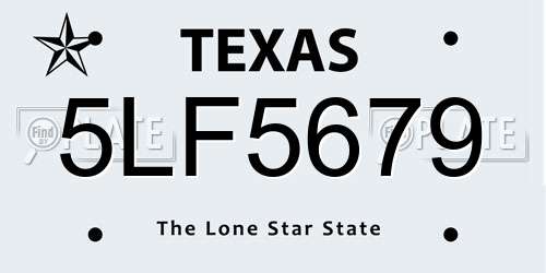 5LF5679 Texas License Plate
