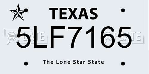 5LF7165 Texas License Plate