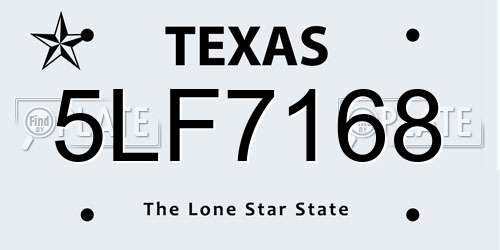 5LF7168 Texas License Plate