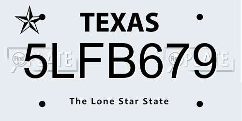 5LFB679 Texas License Plate