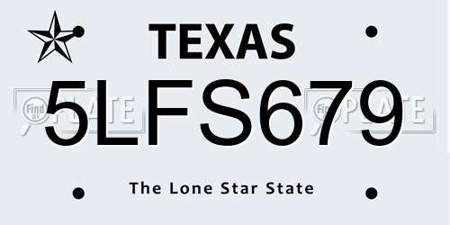 5LFS679 Texas License Plate