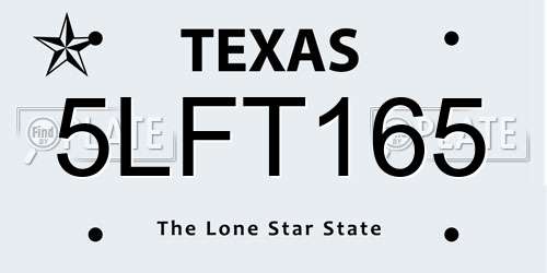 5LFT165 Texas License Plate