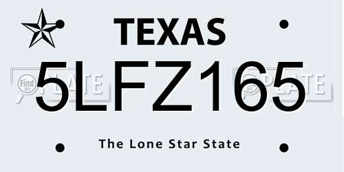 5LFZ165 Texas License Plate
