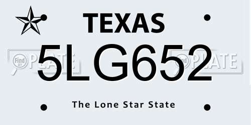 5LG652 Texas License Plate