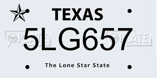 5LG657 Texas License Plate