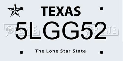 5LGG52 Texas License Plate