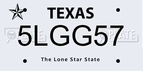 5LGG57 Texas License Plate