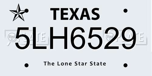 5LH6529 Texas License Plate