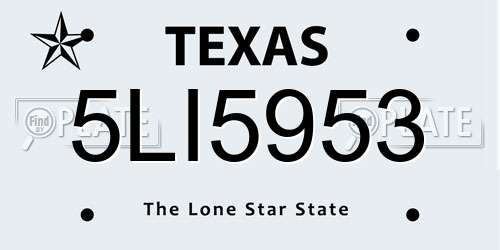 5LI5953 Texas License Plate