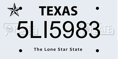 5LI5983 Texas License Plate