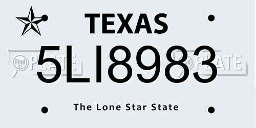 5LI8983 Texas License Plate