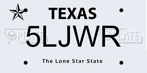 5LJWR Texas License Plate