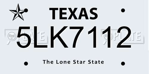 5LK7112 Texas License Plate