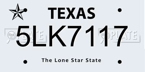 5LK7117 Texas License Plate