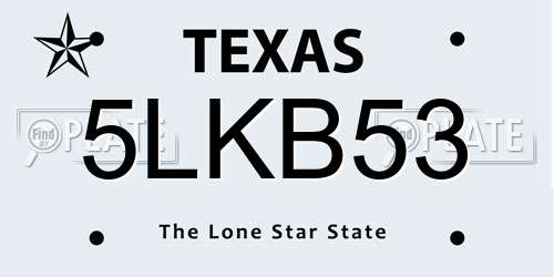 5LKB53 Texas License Plate