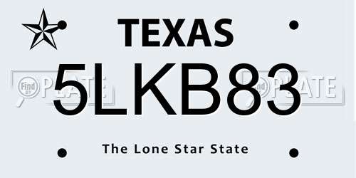 5LKB83 Texas License Plate