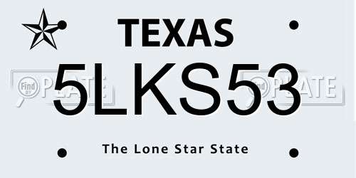 5LKS53 Texas License Plate