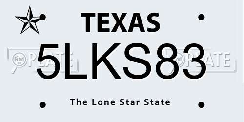 5LKS83 Texas License Plate