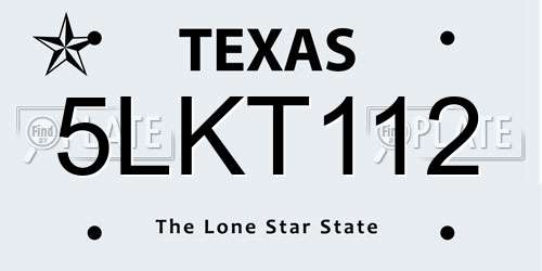 5LKT112 Texas License Plate