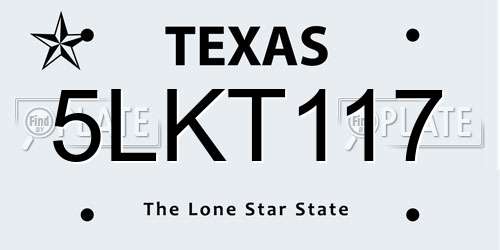 5LKT117 Texas License Plate