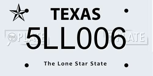 5LL006 Texas License Plate