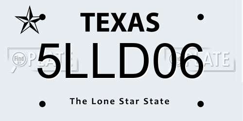 5LLD06 Texas License Plate