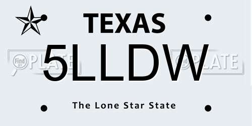 5LLDW Texas License Plate