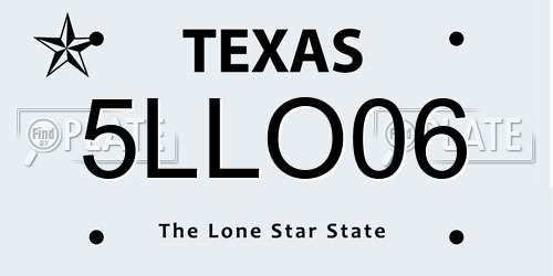 5LLO06 Texas License Plate