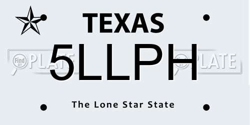 5LLPH Texas License Plate