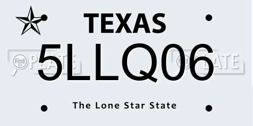 5LLQ06 Texas License Plate