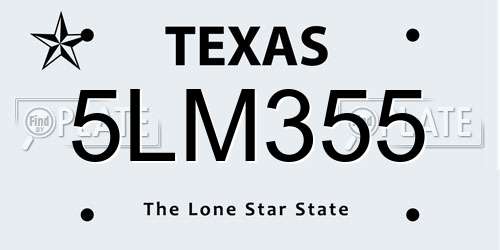 5LM355 Texas License Plate
