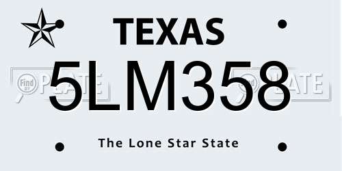 5LM358 Texas License Plate