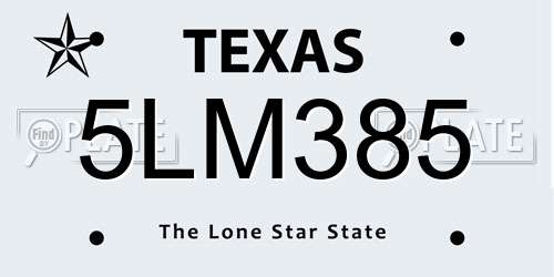 5LM385 Texas License Plate