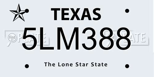 5LM388 Texas License Plate
